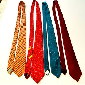 Vintage Designer Neckties - Lot of 4 - Dior - Yves Saint Laurent YSL- Ferragamo